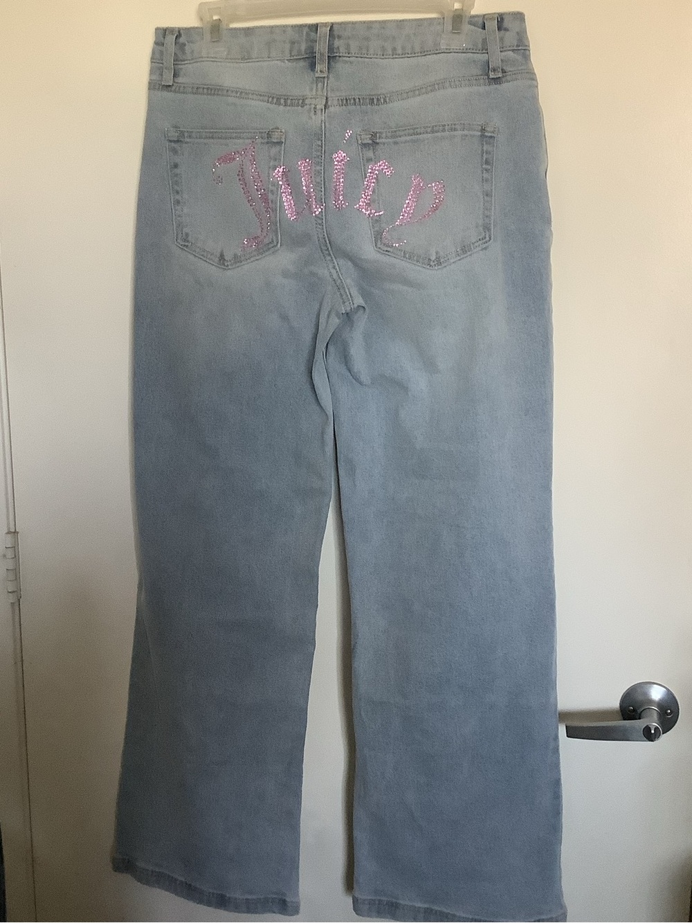 Juicy Couture Light Blue High rise Wide Leg Embellished Jeans